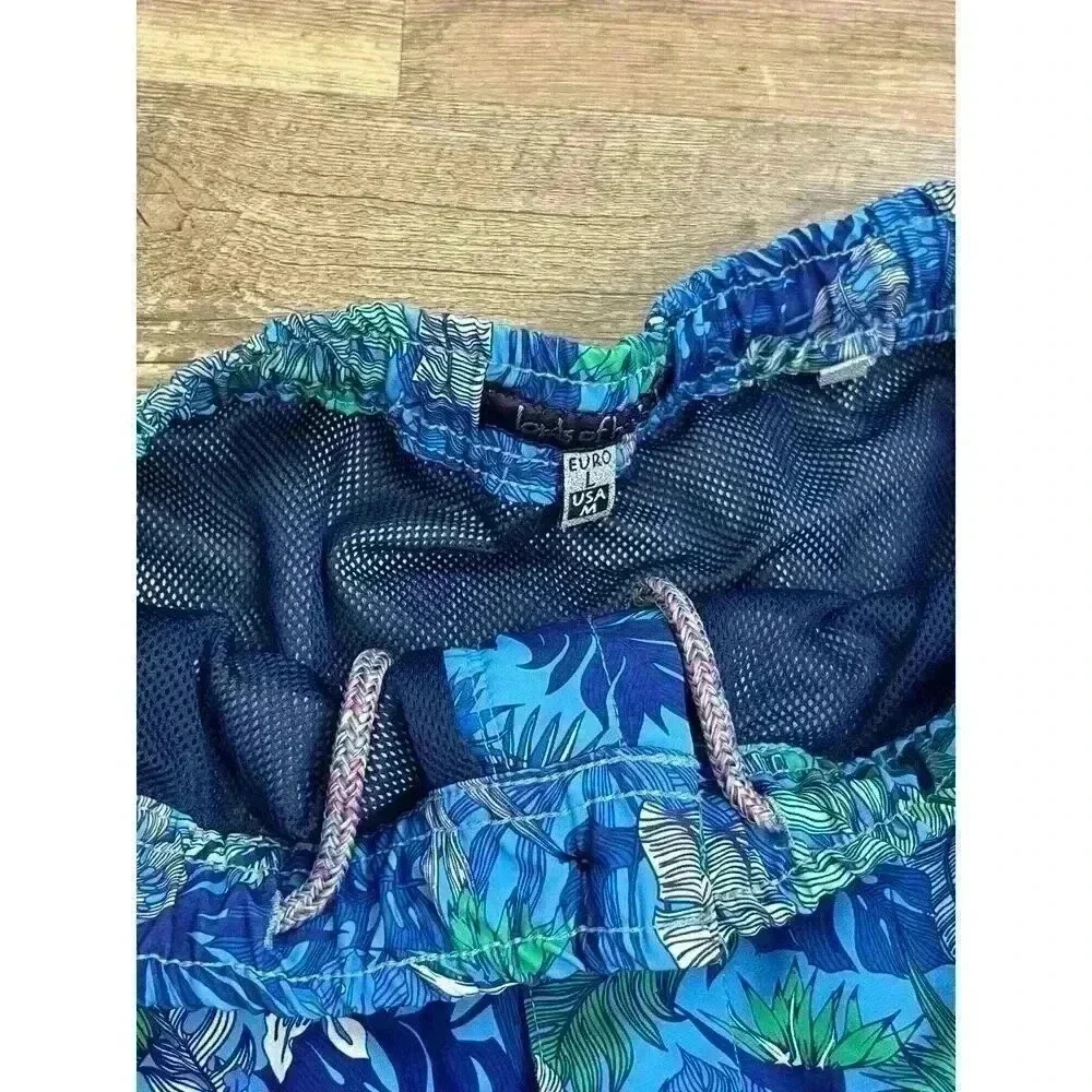 Lords of Harlech Quack Jungle Garden Blue Swim Trunks Men's L 3.5